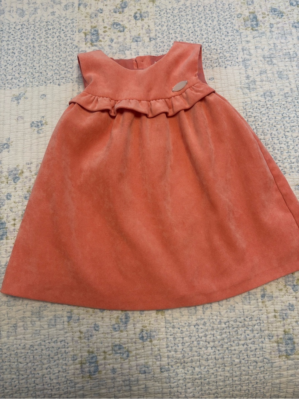 Mayoral Coral Pink Sleeveless Velvet Dress
